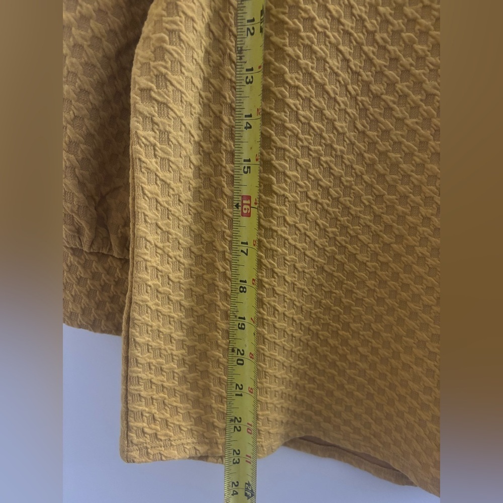 Adrianna Papell Mustard Blouse Size S HONEYCOMB KNIT 3/4 SLEEVE TOP - Picture 6 of 12